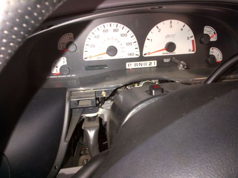 2003 Ford F-150 - The interior dashboard of a 2003 Ford F-150 Lightning displays its SVT-branded gauges.