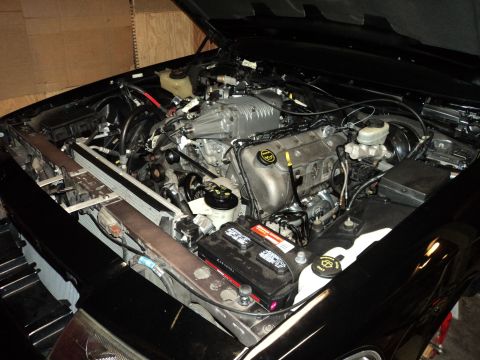 2004 Mercury Grand Marquis - Engine bay of a 2004 Mercury Grand Marquis showing a supercharger installation.