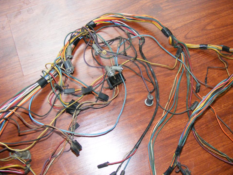 Wiring harness with many colored wires and connectors