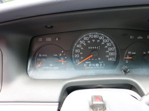 1991 Ford LTD Crown Victoria - Dashboard view of a 1991 Ford Crown Victoria LTD, showing the speedometer and other gauges.