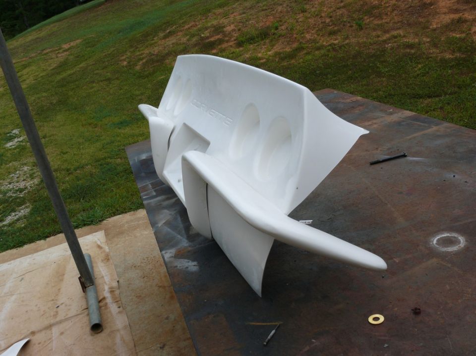 White Corvette body panel with visible text