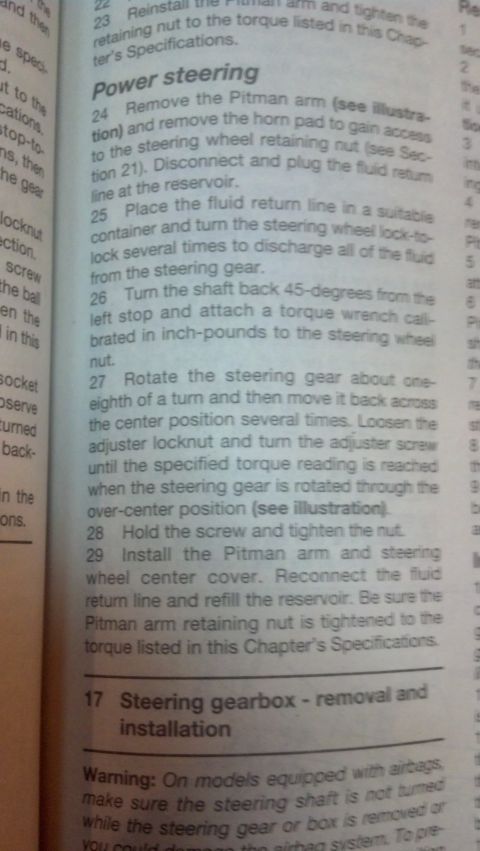 1990 Ford Bronco - Haynes manual instructions for setting the backlash on the box.