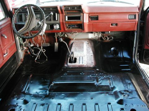 1985 Ford Bronco - sanded and painted floor board still need to fix the holes though