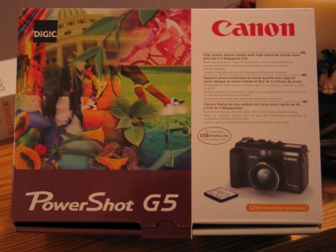 1995 Ford Bronco - Box for a Canon PowerShot G5 digital camera, showing product details and imagery.