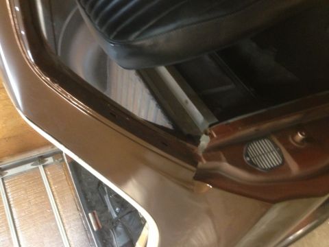 1972 Ford Ranchero - Interior view of a 1972 Ford Ranchero, focusing on the door frame and seat.