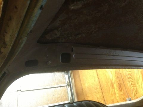 1972 Ford Ranchero - View of the interior headliner and structural supports, showing the underside of the roof.