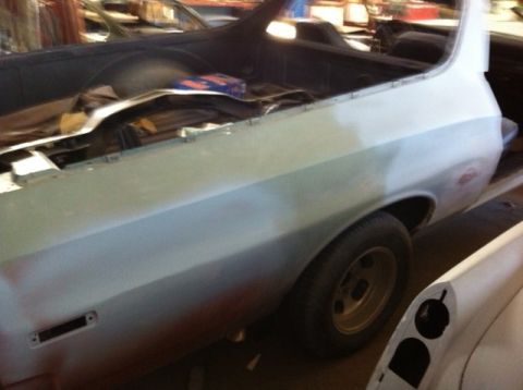 1972 Ford Ranchero - This 1972 Ford Ranchero is undergoing bodywork, showing its rear quarter panel and bed.