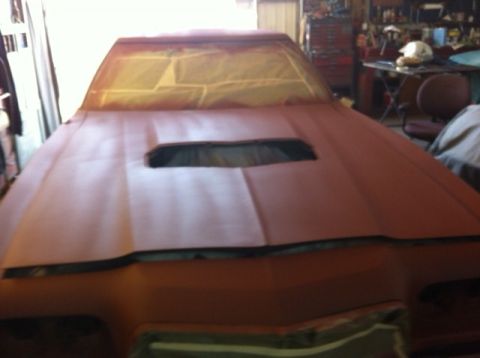 1972 Ford Ranchero - Hood of a 1972 Ford Ranchero, ready for its next paint job.