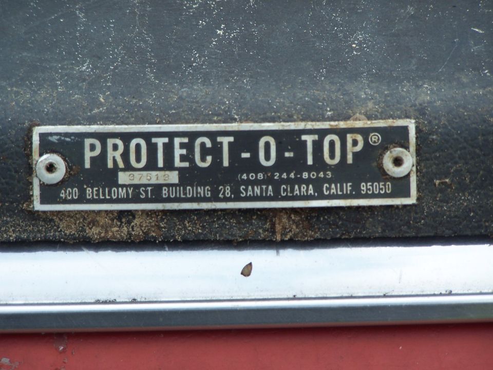 Protect-O-Top nameplate with Santa Clara, Calif. address and phone number