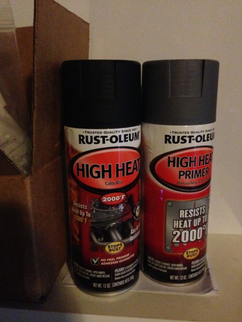 1992 Ford F-150 - Rustoleum High Heat paint and primer. Good to 2000*. Should hold up well I think.