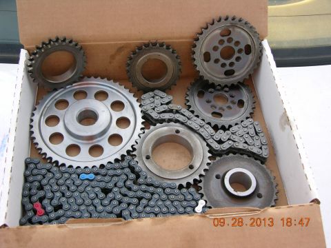 1969 Ford Fairlane - A timing chain and gear set is shown inside a cardboard box, with a date stamp of 09.28.2013 visible.