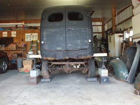 1946 International Travelall - ready to drag frame out from under the body