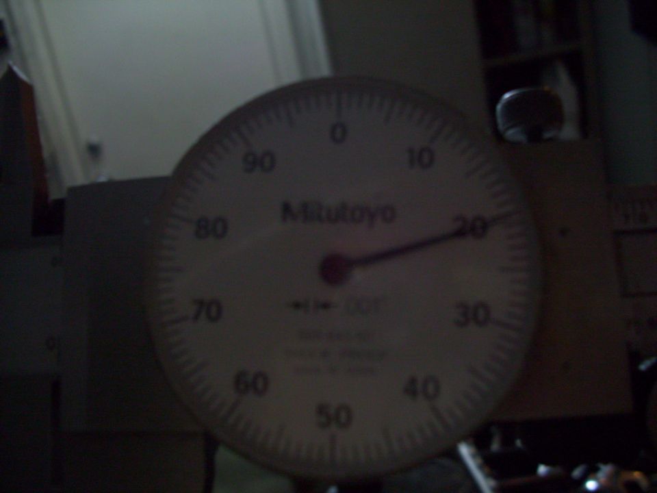 Mitutoyo dial indicator gauge with needle pointing near 20