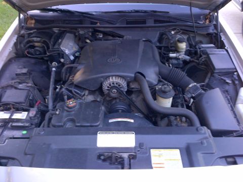 2001 Ford Crown Victoria - The engine bay of a 2001 Ford Crown Victoria is shown with the hood open.