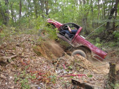 1983 Ford Bronco - He almost made it on the far Left, but it felt tippy, so he tried the far Right a few times.