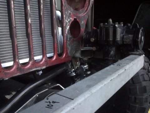 1985 Jeep CJ7 - Front-end view of a Jeep CJ, focusing on the grille and radiator assembly.