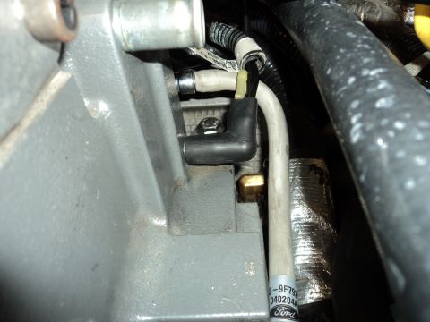 2004 Mercury Grand Marquis - Engine component detail with hoses and a black elbow fitting, showing a part number.