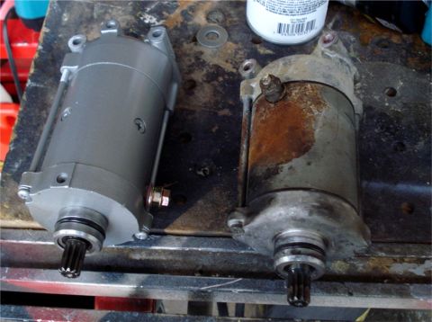 2008 Ford Crown Victoria - Comparison of a new starter motor and a corroded, older starter motor.