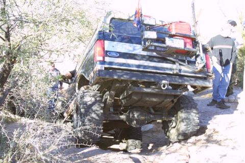 1994 Ford Bronco - This 1994 Ford Bronco is equipped for off-road adventures with a rear-mounted spare tire carrier and auxiliary fuel can.