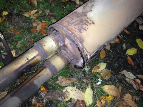 1992 Ford F-150 - A look at the rotted exhaust I am removing.