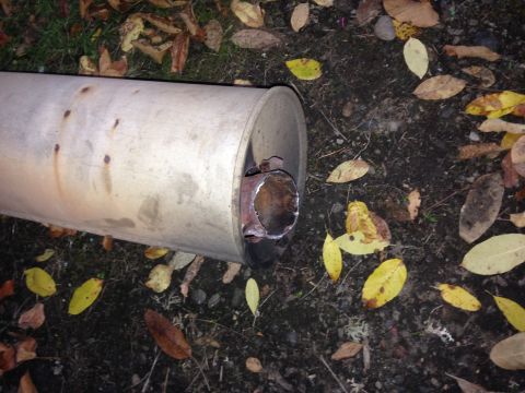 1992 Ford F-150 - A look at the rotted exhaust I am removing.