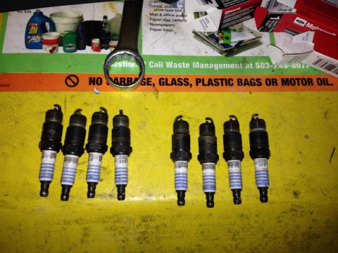 1992 Ford F-150 - All the plugs looked GREAT for having 8k miles on them. BUT I put new ones in anyways as it was a cake walk to do with the manifolds off.
