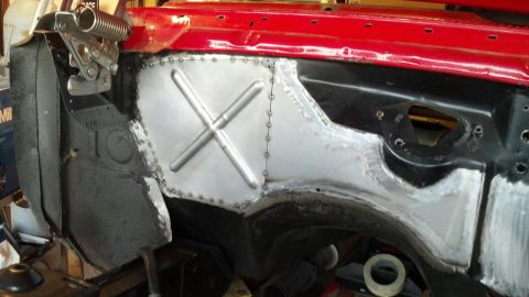 1964 Ford Fairlane - Custom metalwork on the engine bay of a 1964 Ford Fairlane.